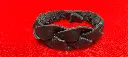 Bracelet large en cuir noir tressé 3 brins